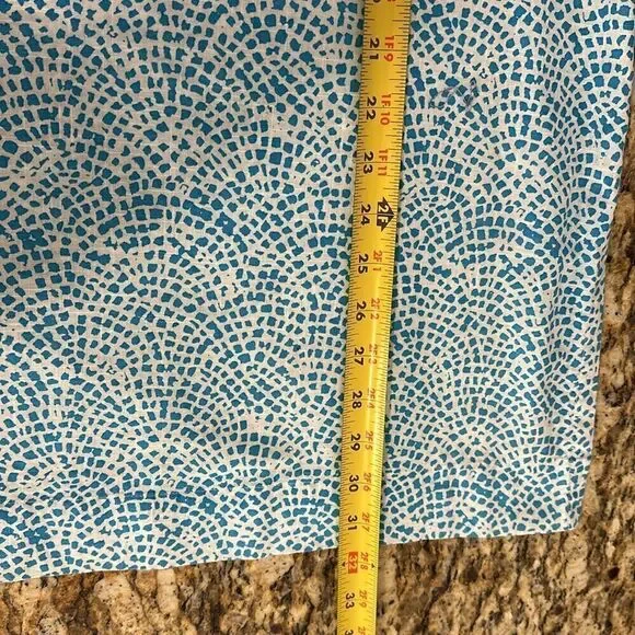 Foxcroft Border Trim Cotton Wrinkle Free Tunic Top In Lagoon Multi Size 18 - Picture 9 of 9